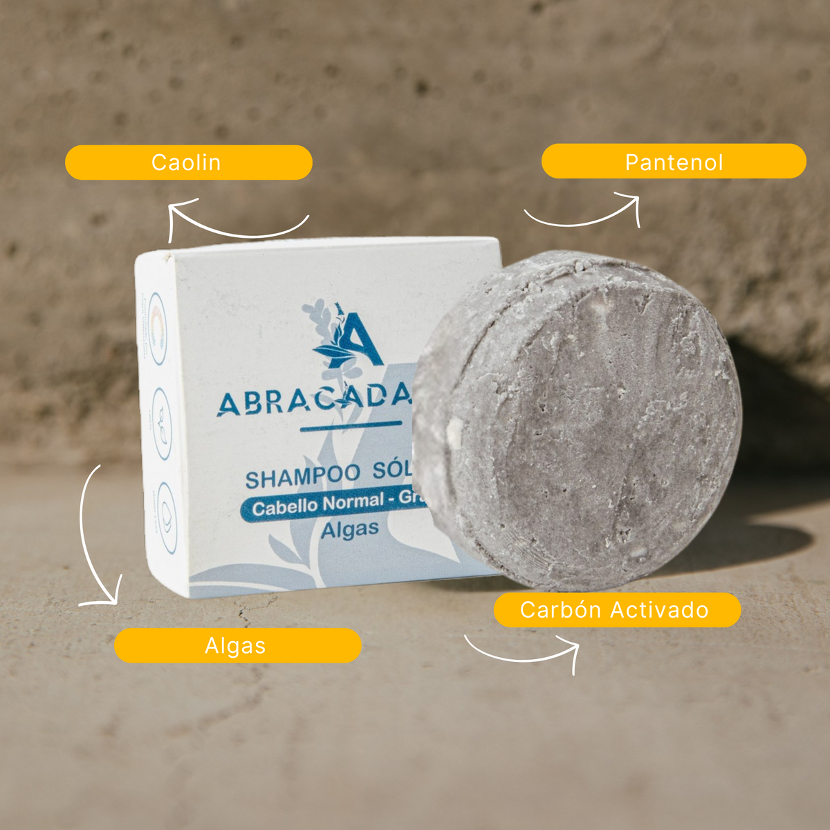 Shampoo Sólido Cabello Normal Graso Algas y Carbón Activado Abracadabra